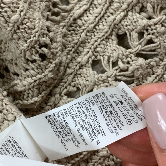Lucky Brand Crochet Cream Sweater Cardigan - Picture 5 of 8